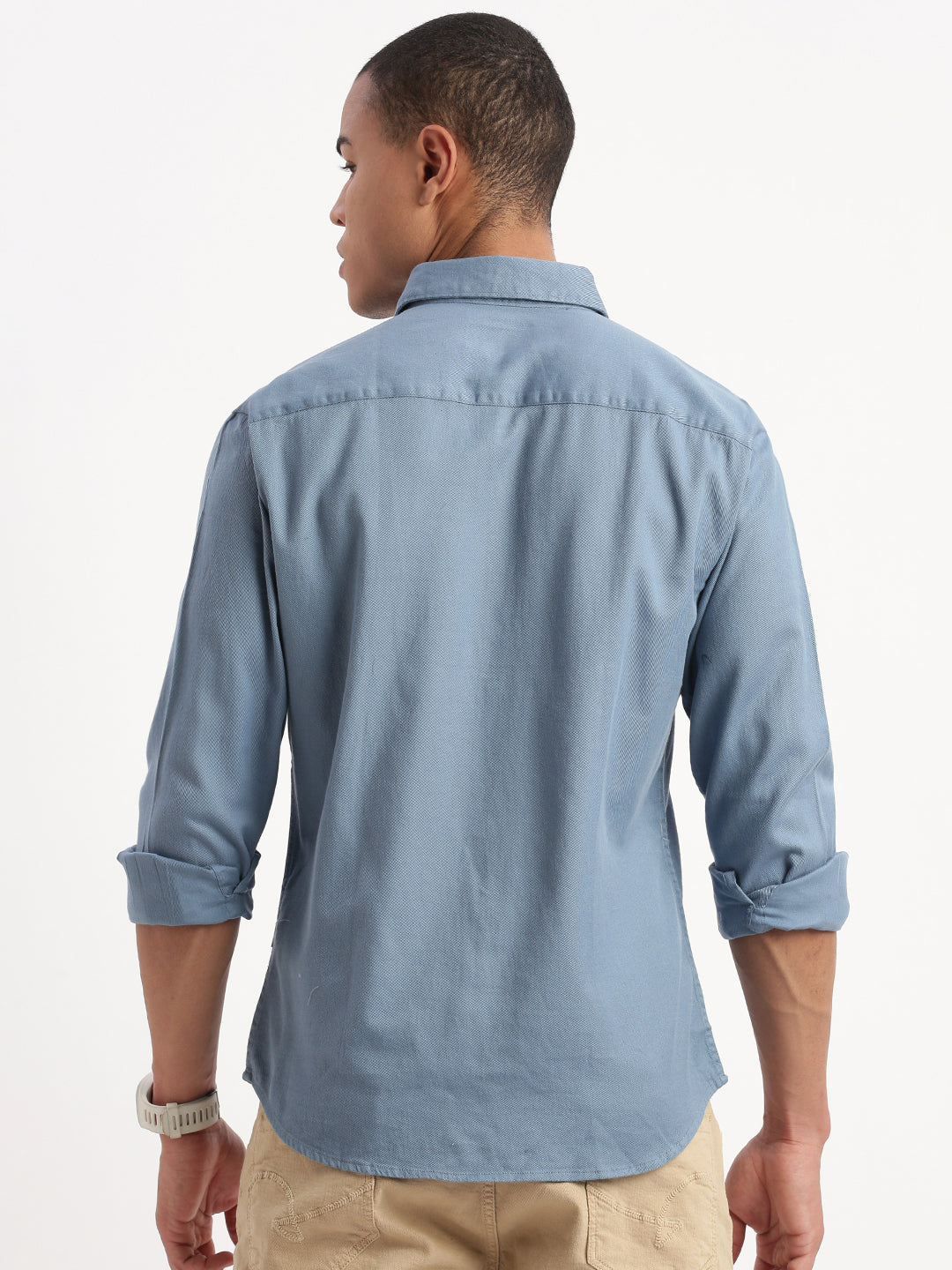 Men Solid Blue Shirt