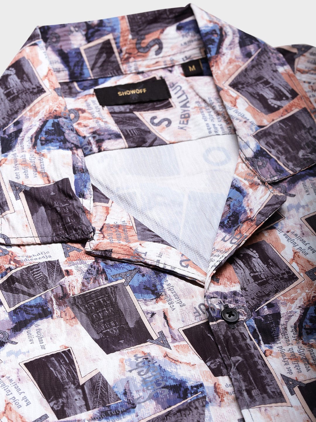 Men's Multi Abstract Cuban Collar Relaxed Fit Shirt