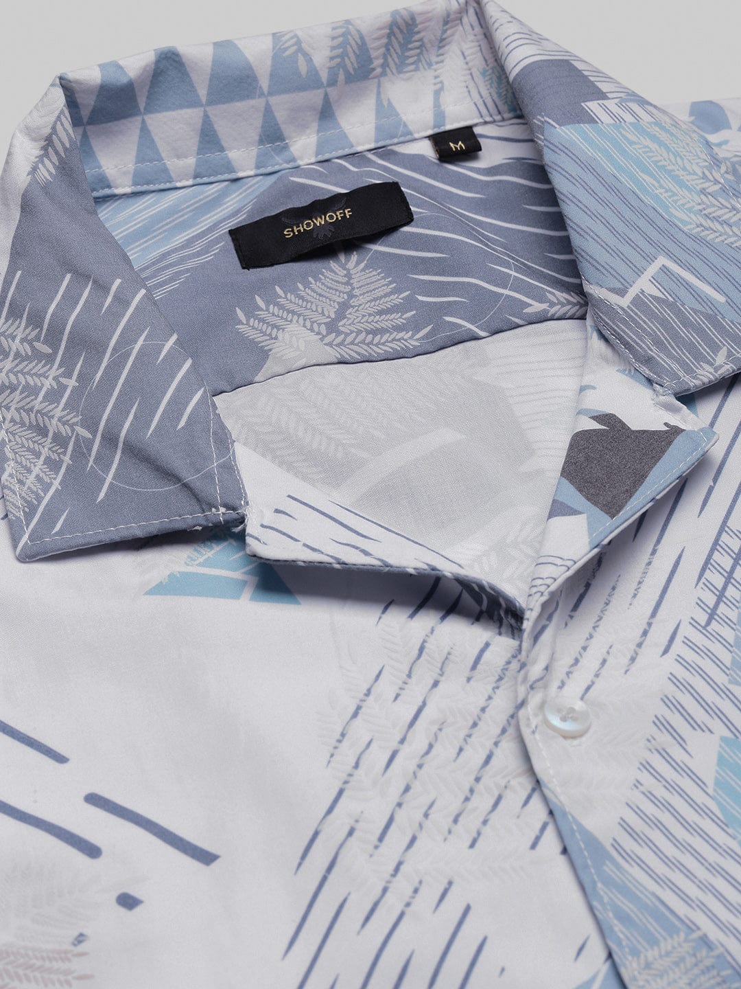 Men's White Floral Cuban Collar Relaxed Fit Shirt