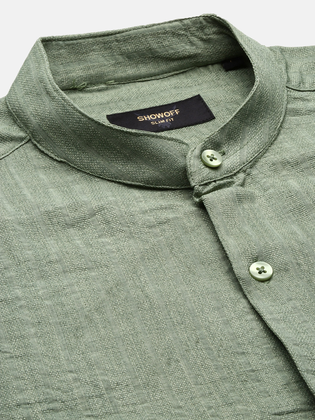 Men Green Solid Slim Fit Shirt