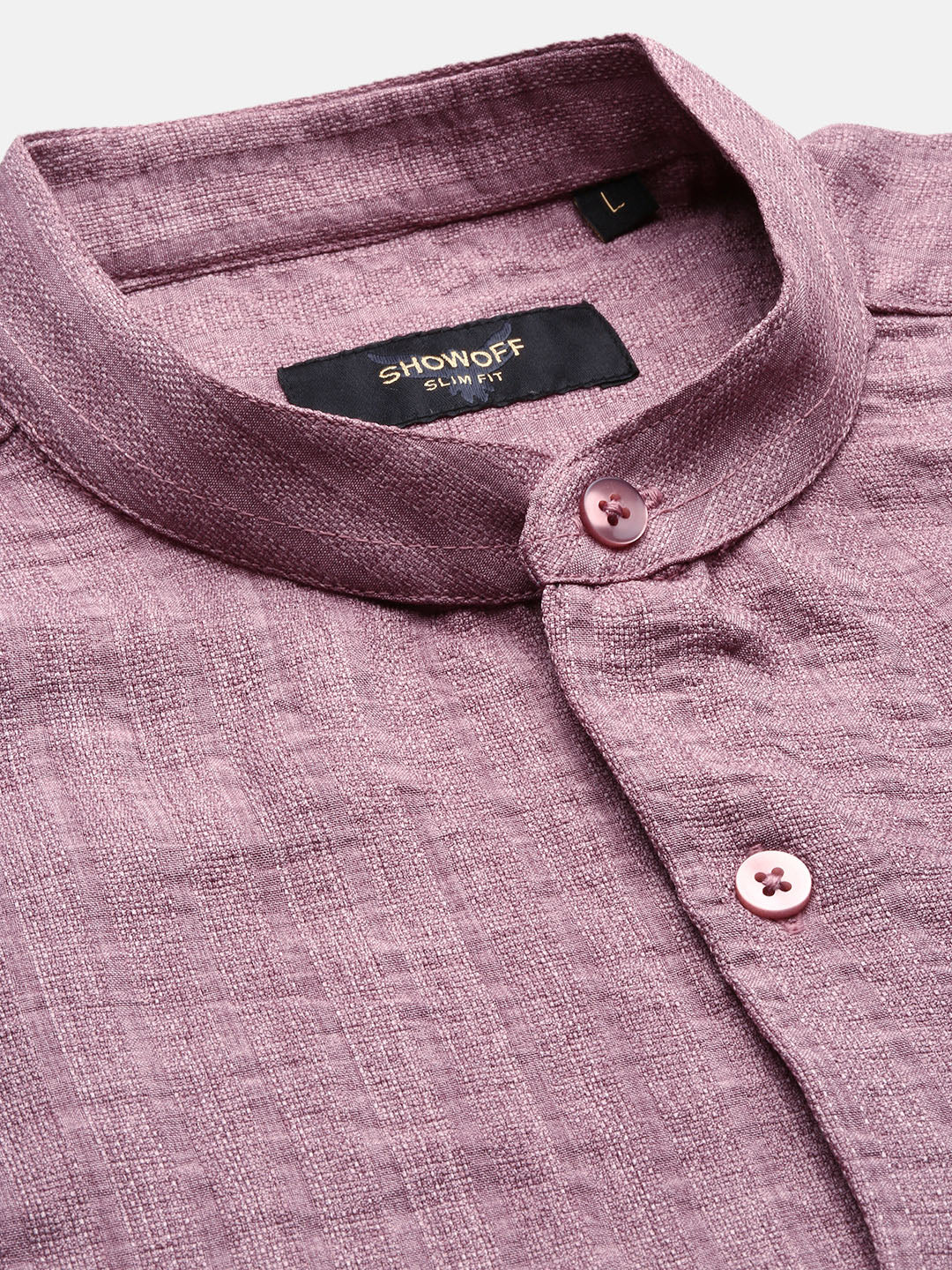 Men Mauve Solid Slim Fit Shirt