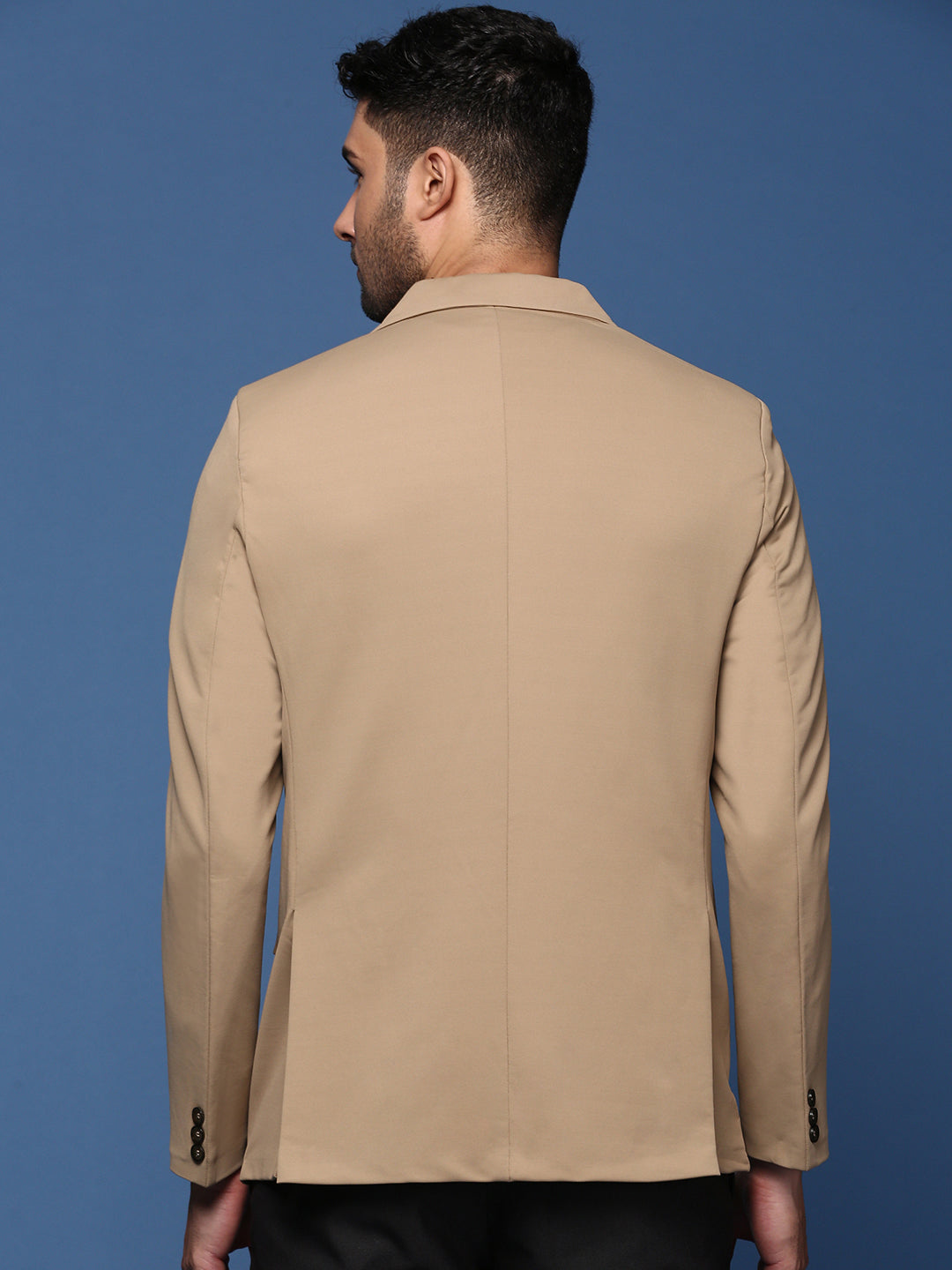 Men Khaki Slim Fit Single Breasted Blazer