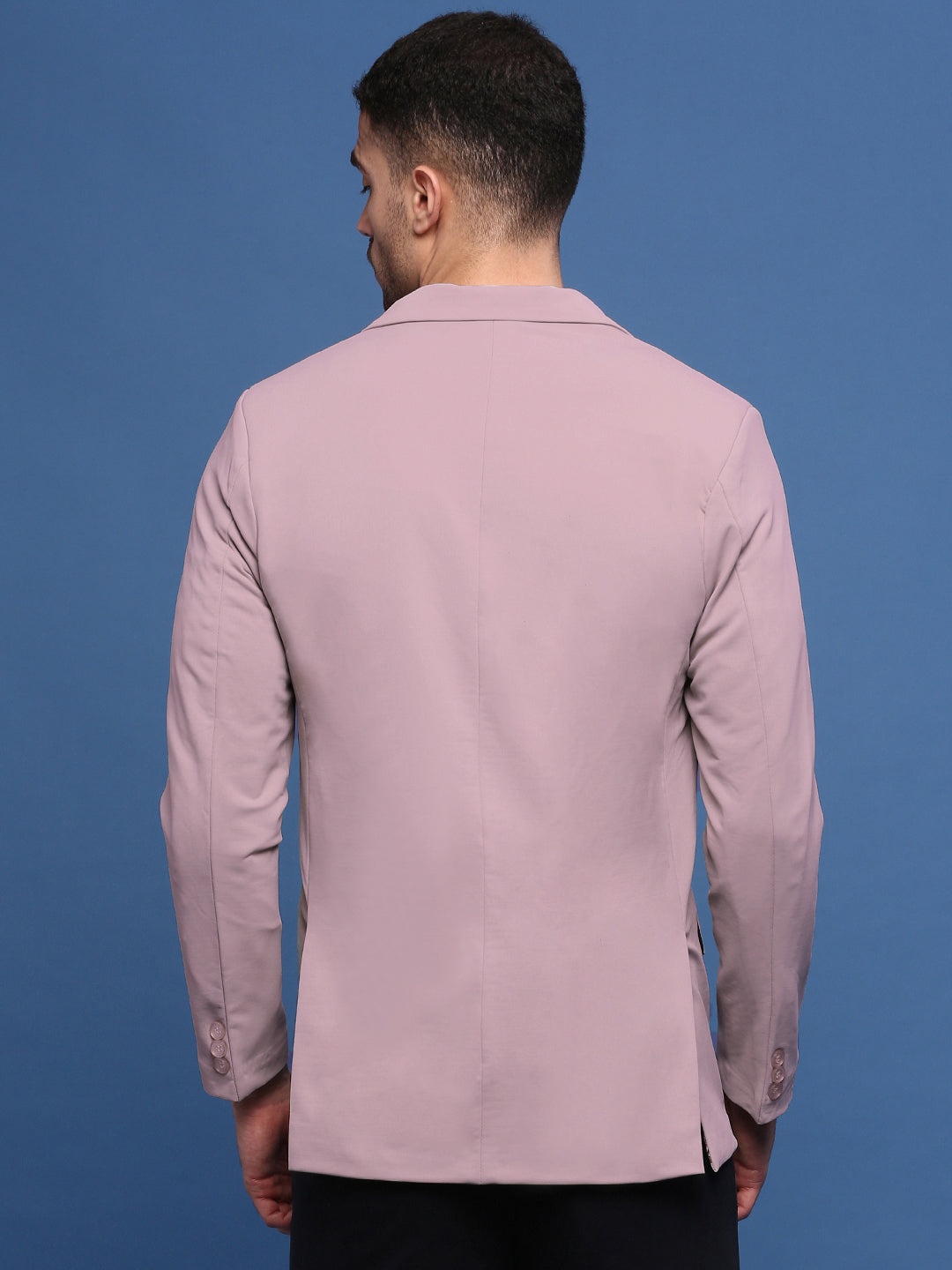 Men Mauve Solid Single Breasted Blazer