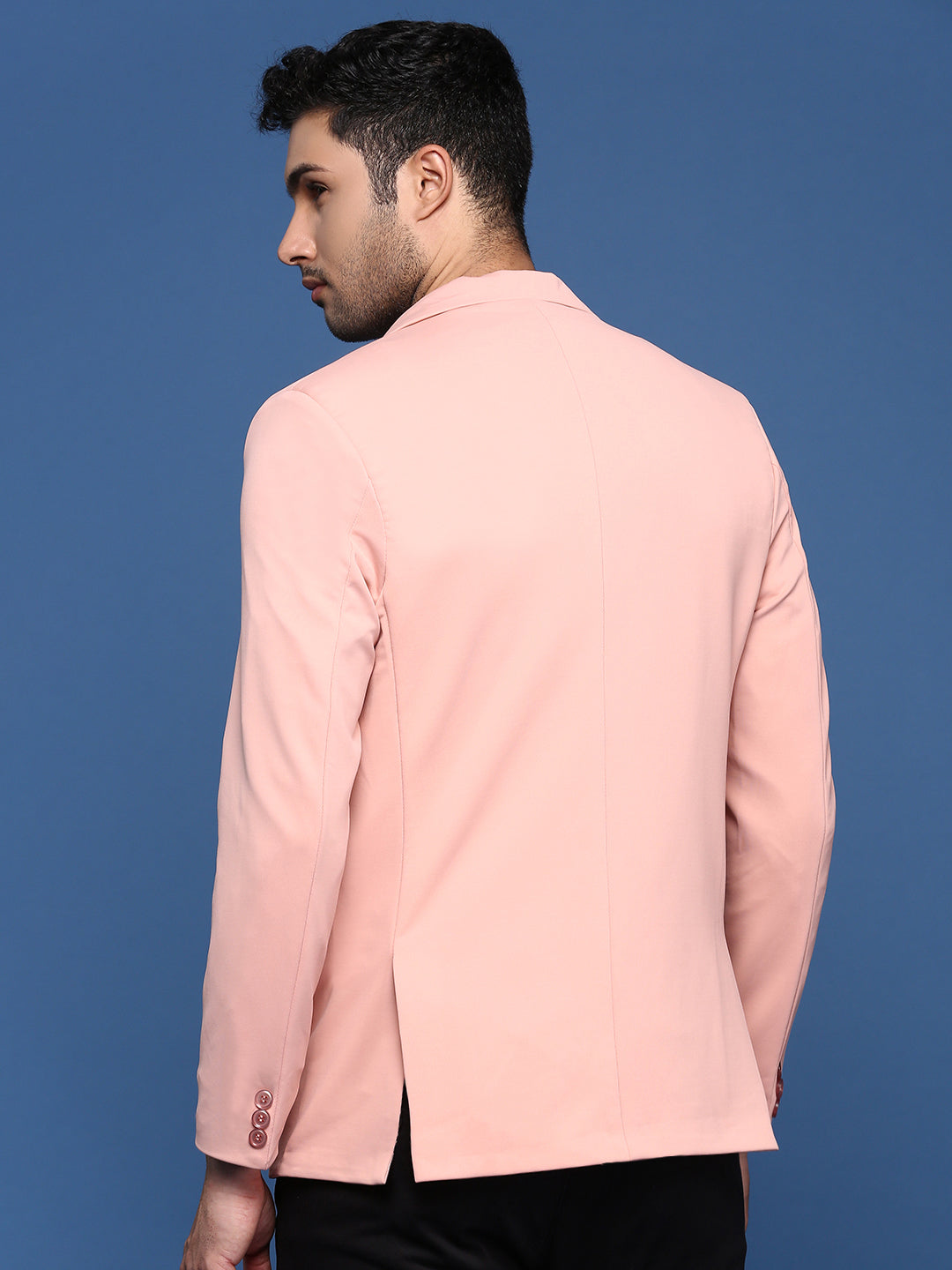 Men Pink Solid Single Breasted Blazer