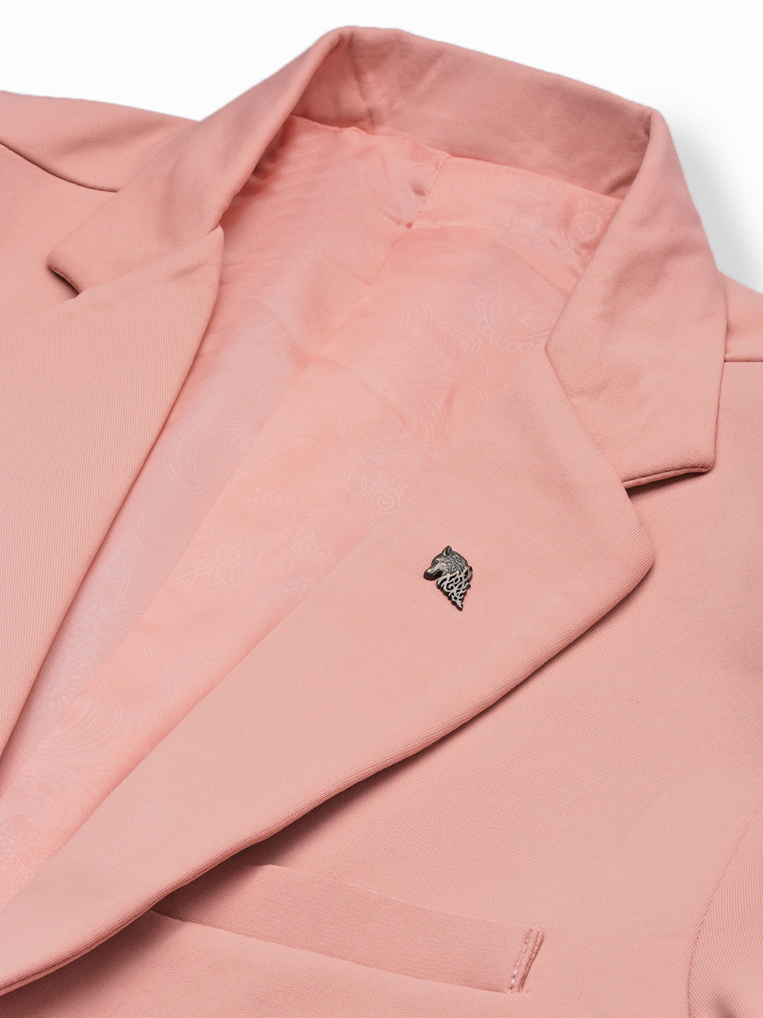 Men Pink Solid Single Breasted Blazer