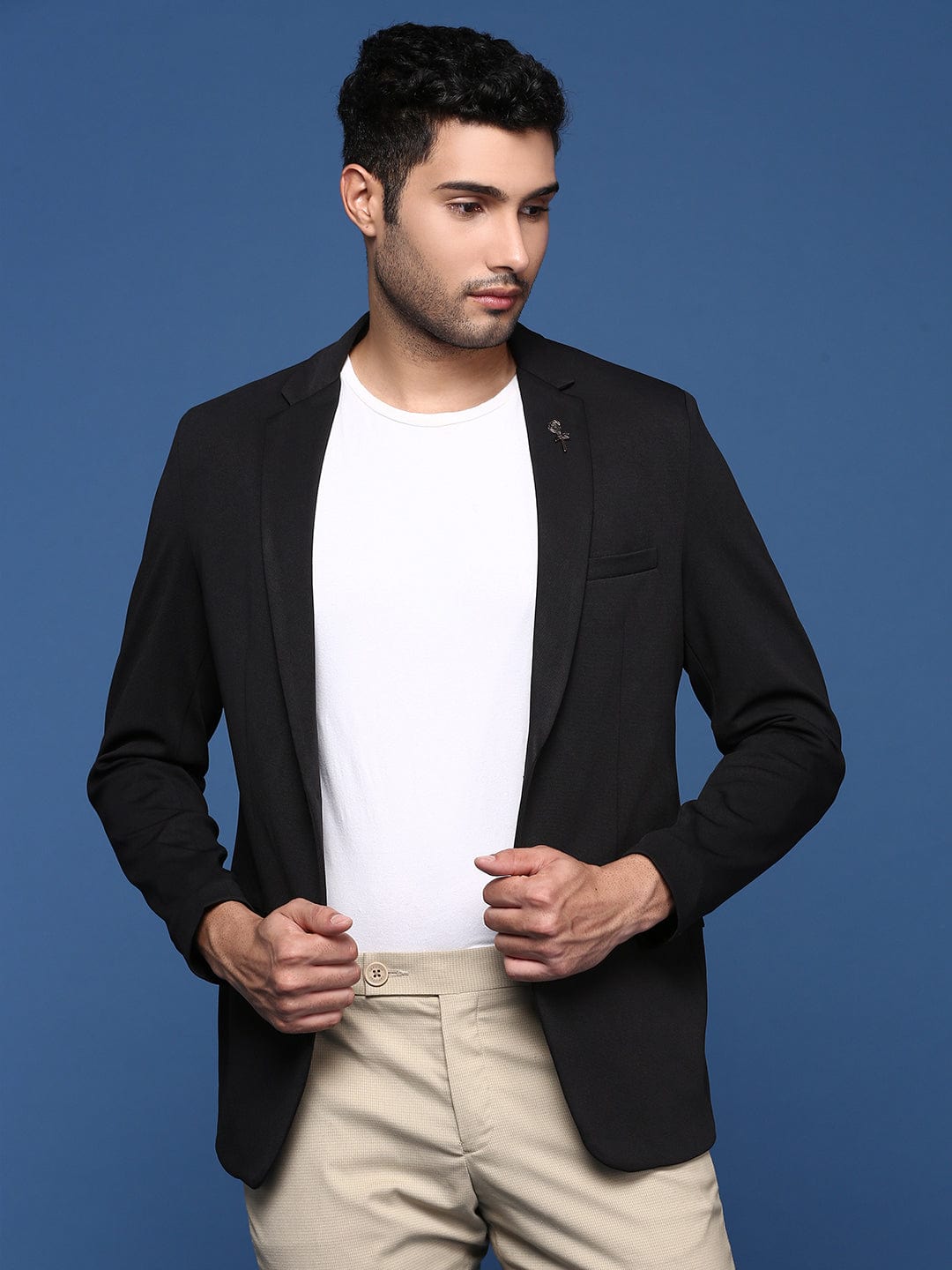 Buy Men's Black Slim Fit Single Breasted Blazer Online Showoffff