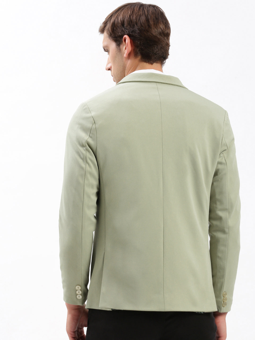Men's Light Green Single-Breasted Slim Fit Blazer with Notched Lapel