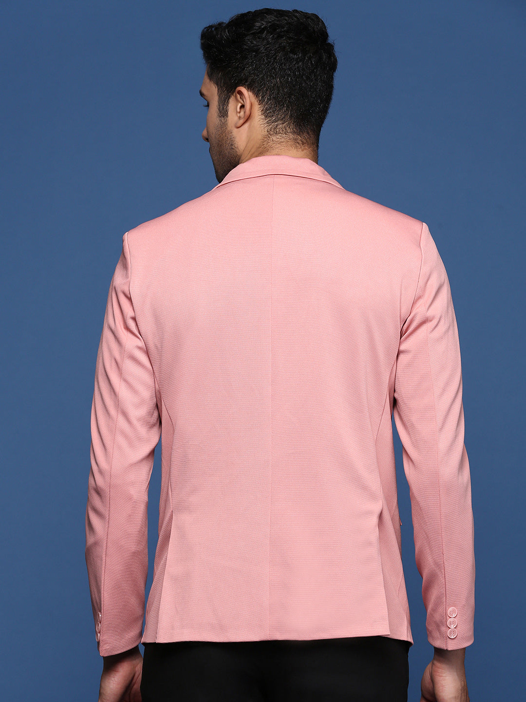 Men Pink Slim Fit Single Breasted Blazer