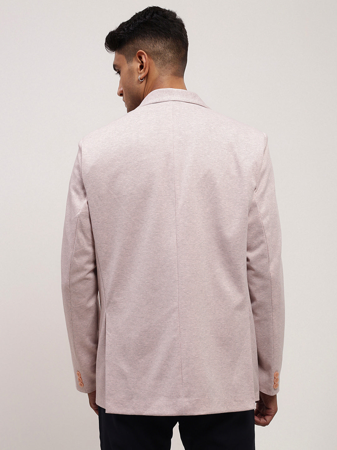 Men Pink Solid Single Breasted Blazer