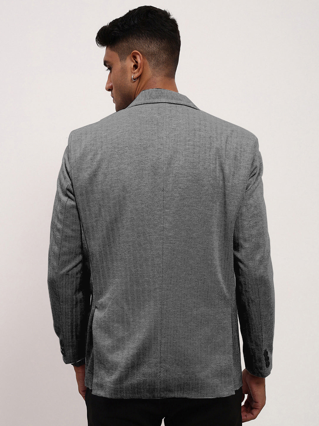 Men's DarkGrey Solid Single-Breasted Blazer