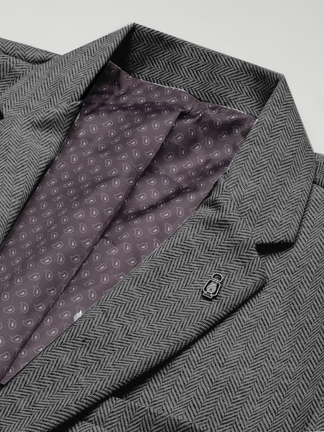 Men's DarkGrey Solid Single-Breasted Blazer