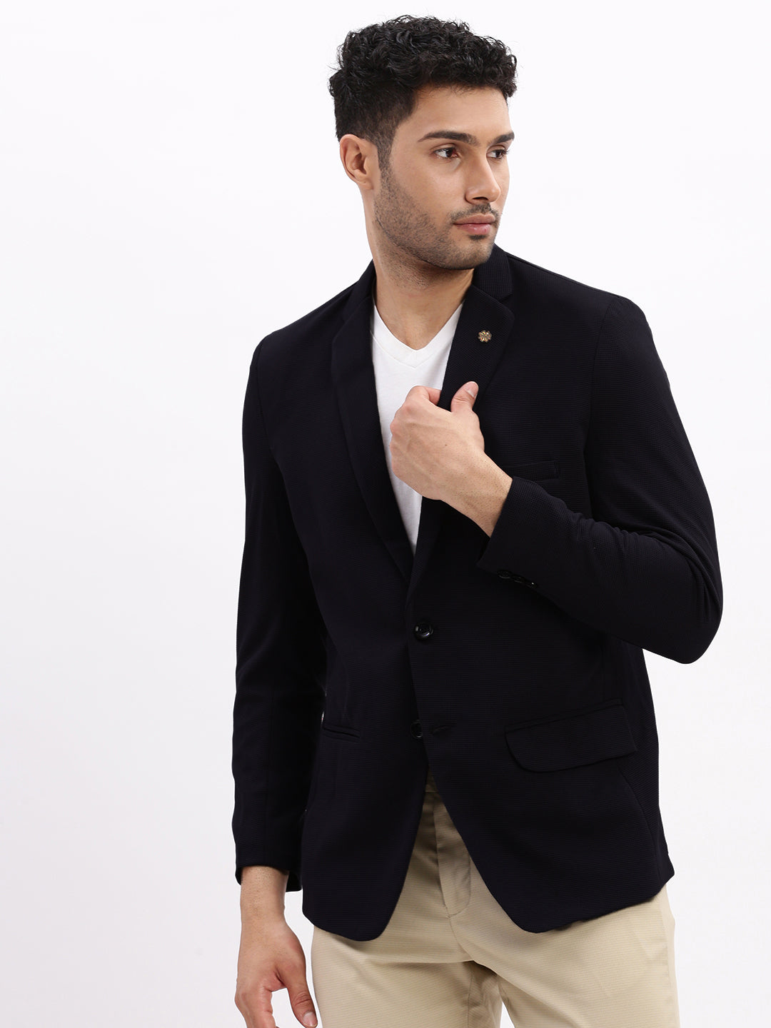 Men Black Solid Single Breasted Blazer