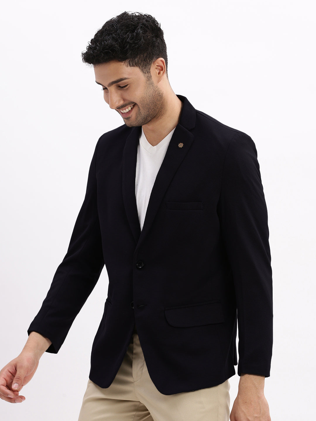 Men Black Solid Single Breasted Blazer