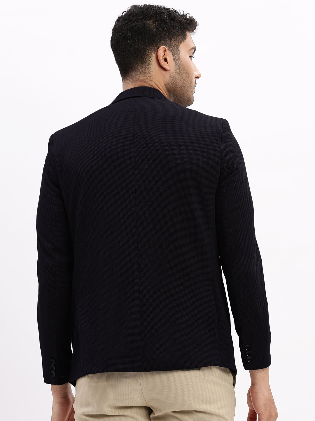 Men Black Solid Single Breasted Blazer