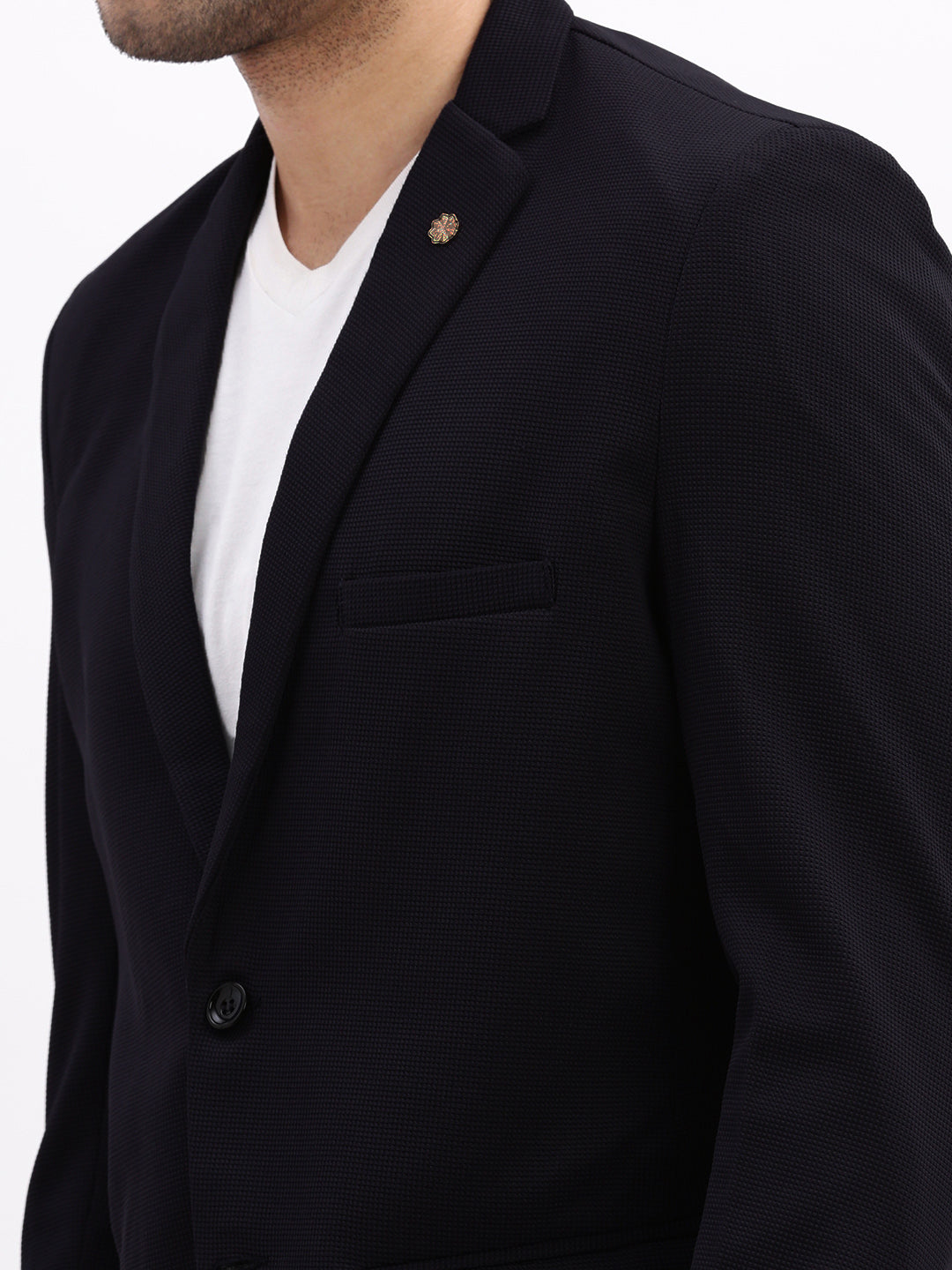 Men Black Solid Single Breasted Blazer