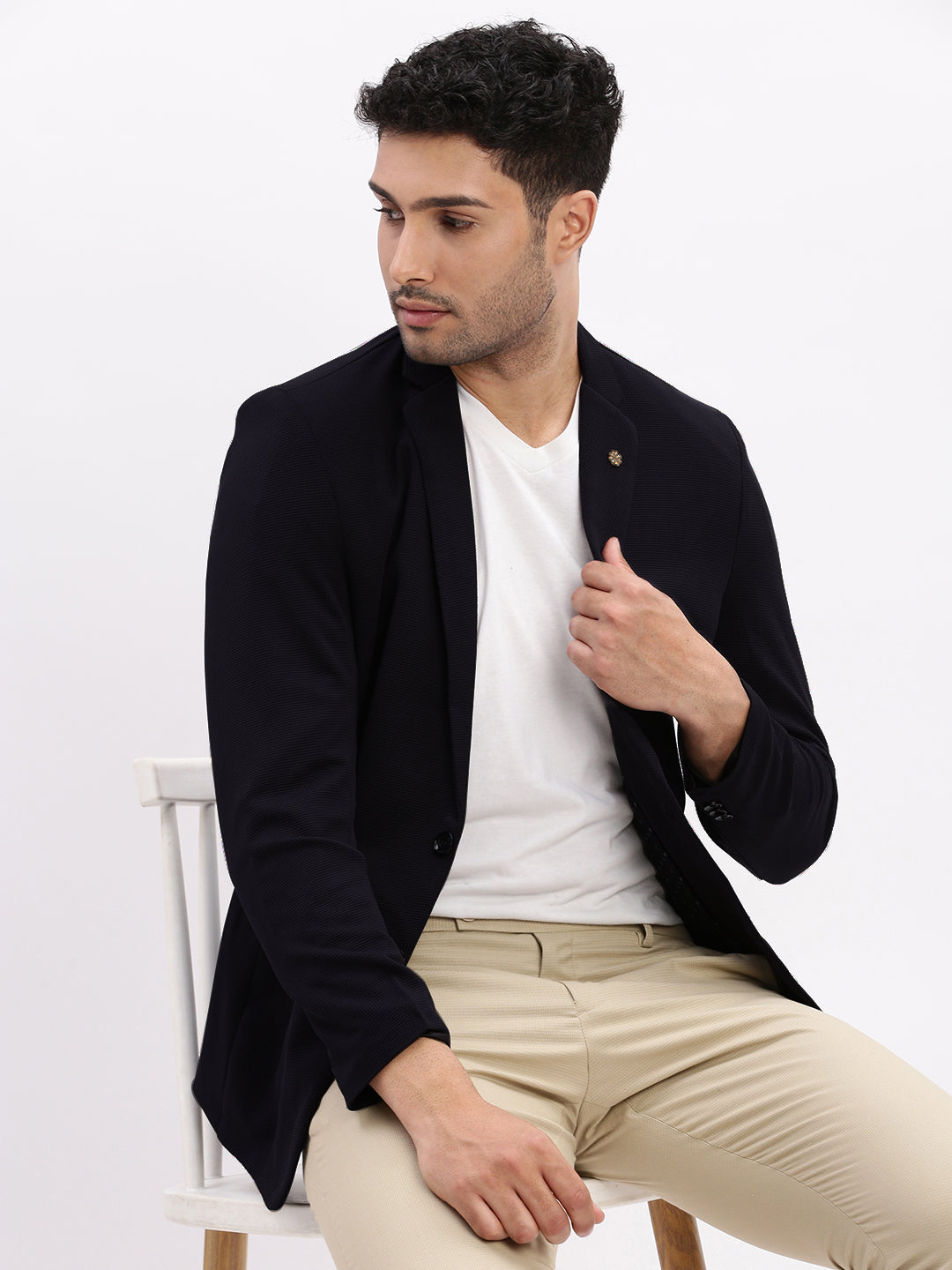 Men Black Solid Single Breasted Blazer