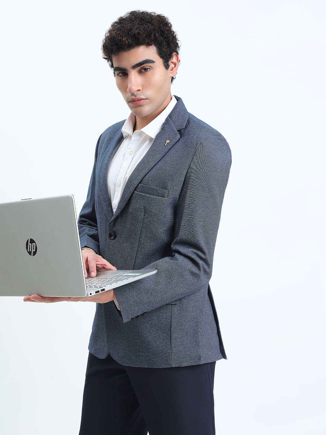 Men's Blue Single-Breasted Slim Fit Blazer