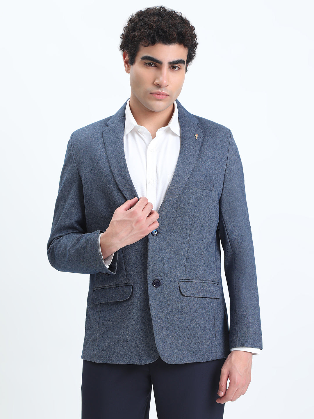 Men's Blue Single-Breasted Slim Fit Blazer