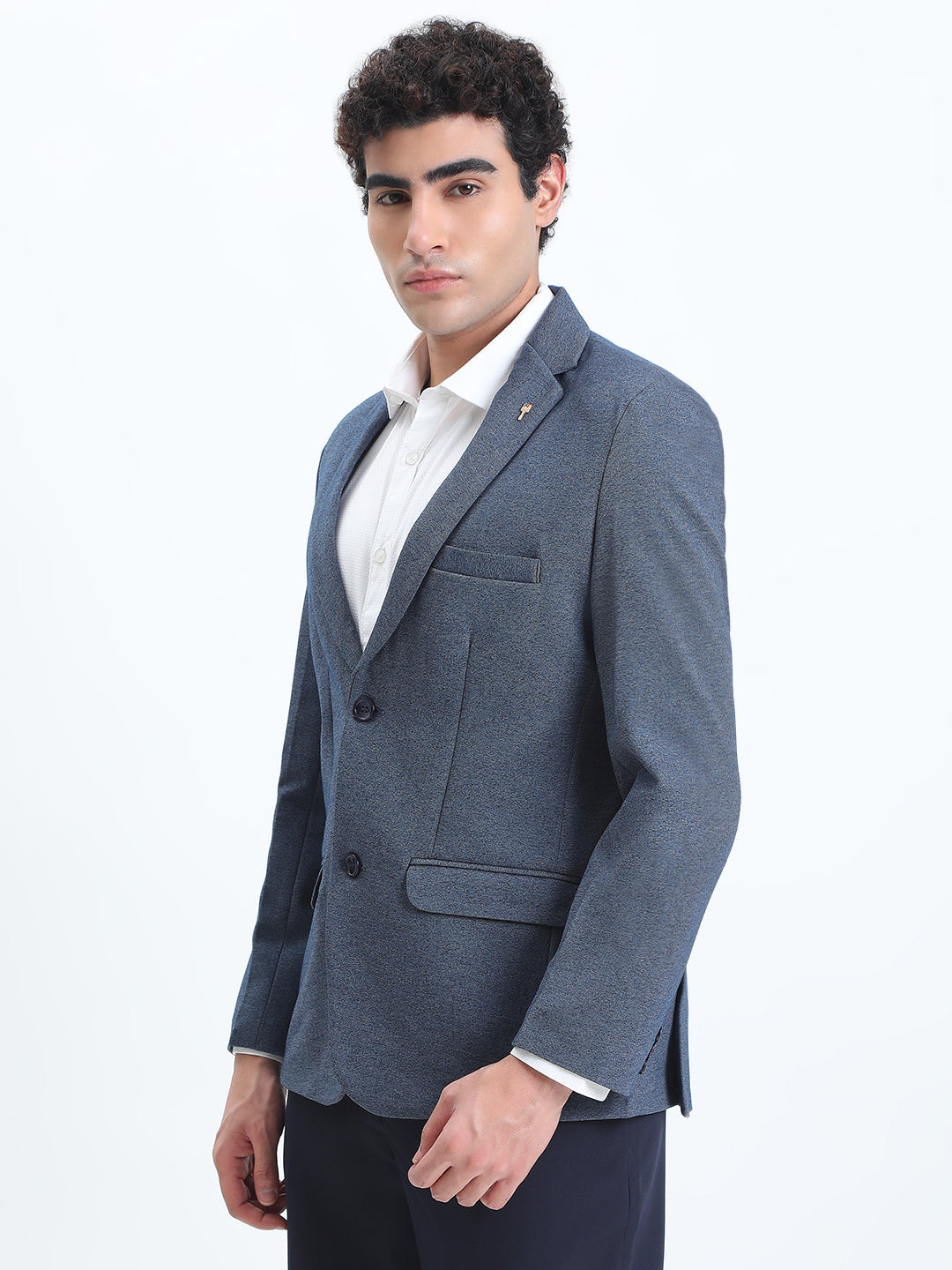 Men's Blue Single-Breasted Slim Fit Blazer