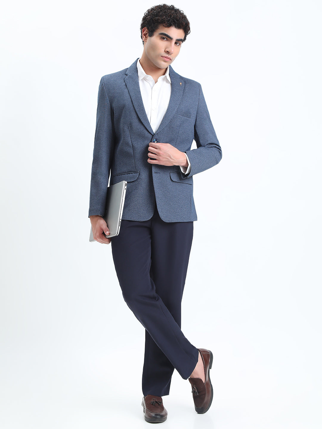 Men's Blue Single-Breasted Slim Fit Blazer