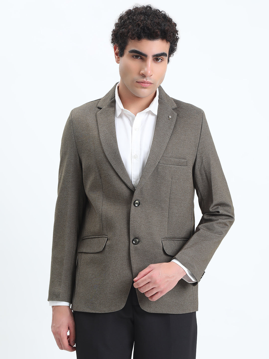 Men's Green Single-Breasted Slim Fit Blazer