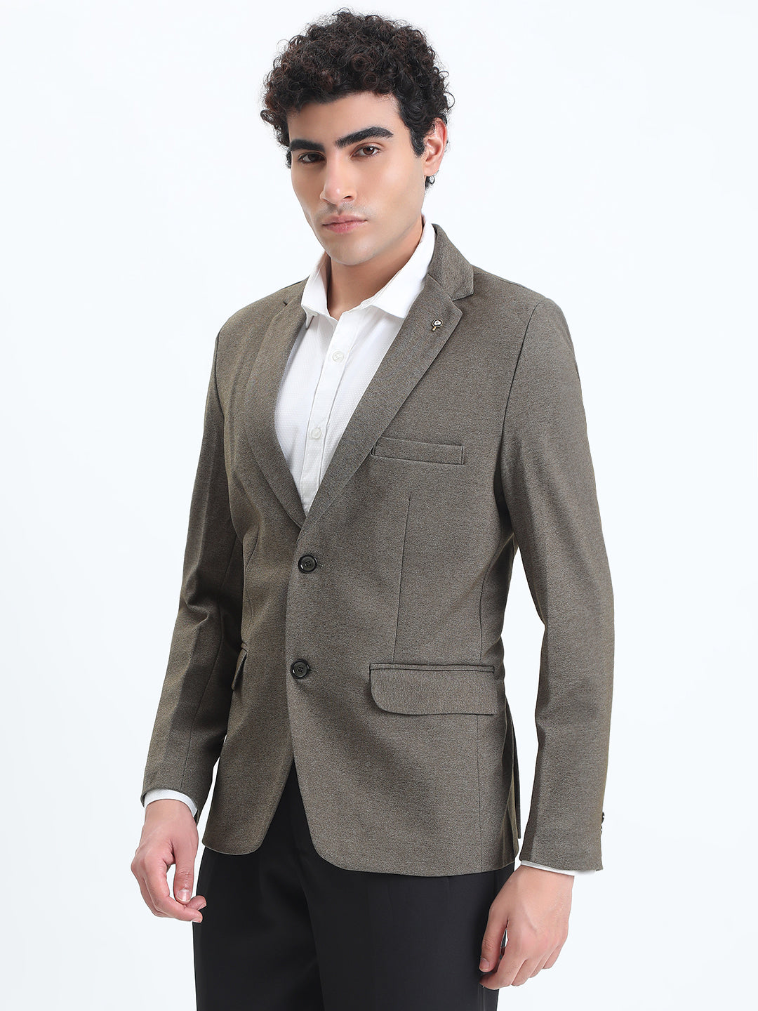 Men's Green Single-Breasted Slim Fit Blazer