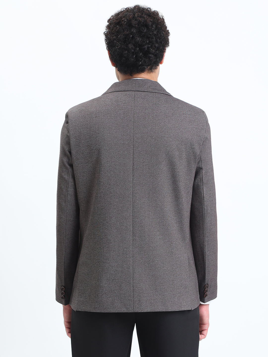 Men's Grey Single-Breasted Slim Fit Blazer