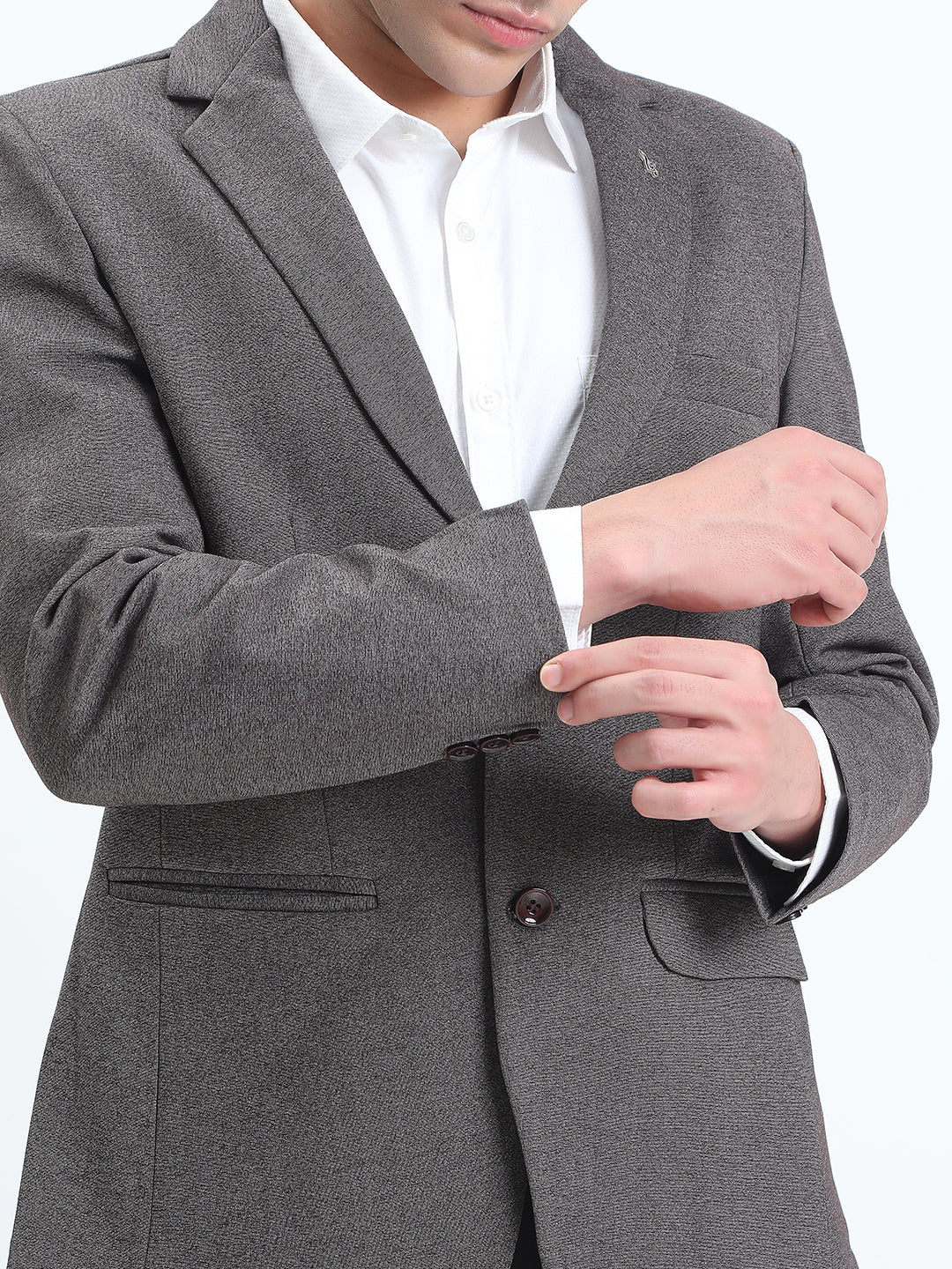 Men's Grey Single-Breasted Slim Fit Blazer