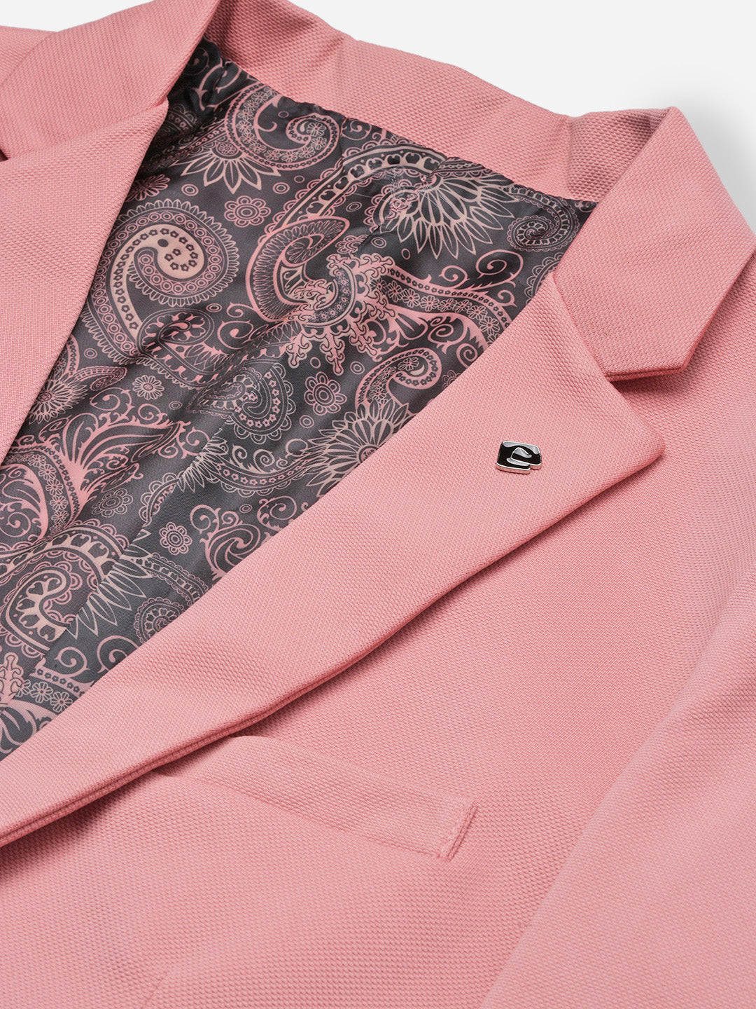 Men Pink Solid Single Breasted Blazer