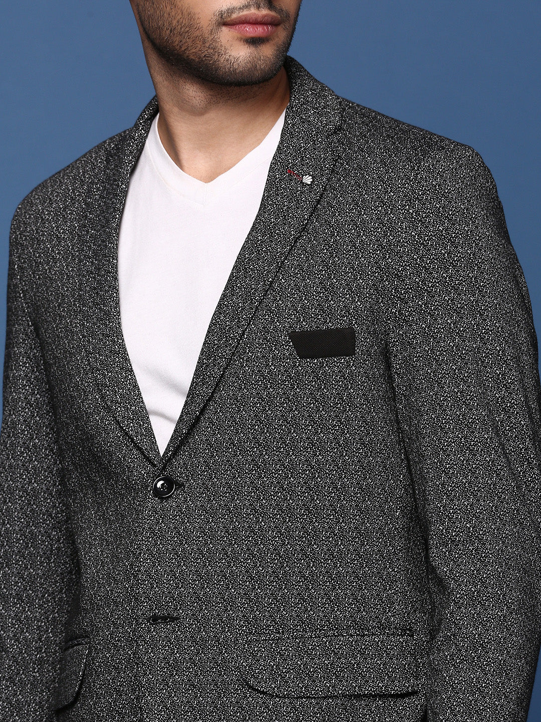 Men Black Slim Fit Single Breasted Blazer