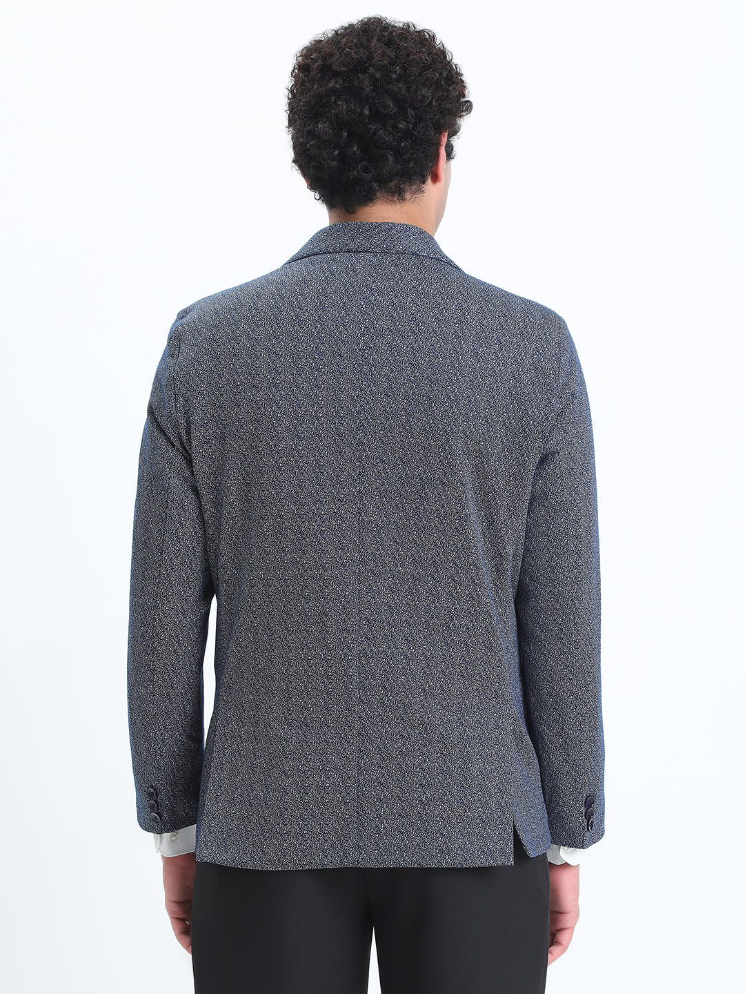 Men's Printed Blue Single-Breasted Slim Fit Blazer