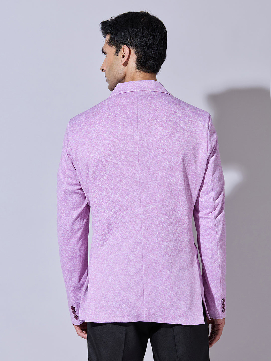 Men's Textured Lavender Single Breasted Blazer with Notch Lapel