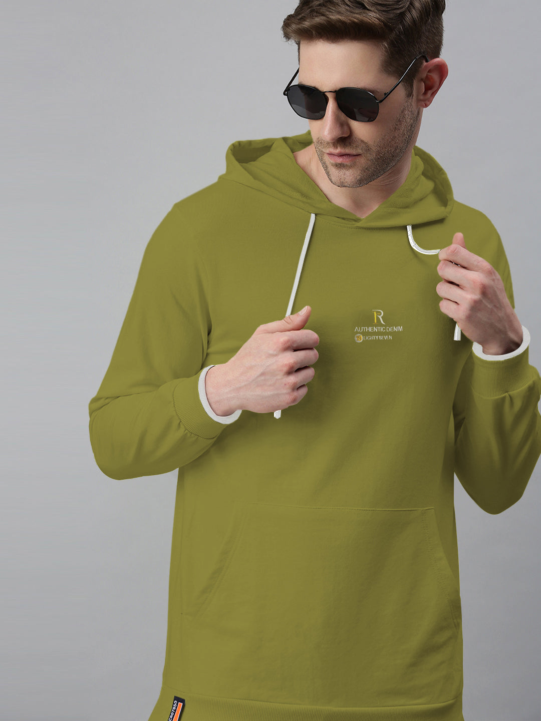 Men's Typography Dark Green Hoodie with Kangaroo Pocket
