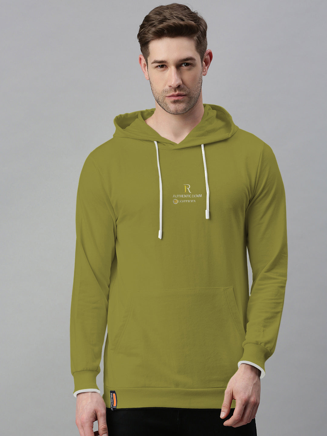 Men's Typography Dark Green Hoodie with Kangaroo Pocket