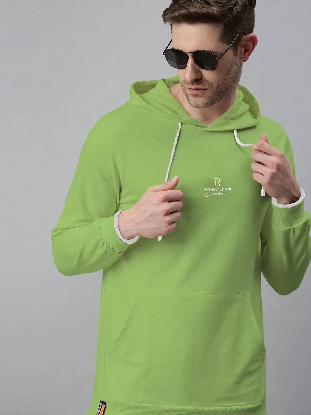 Shop Men's Green Typography Hoodie with Kangaroo Pocket | Showoffff