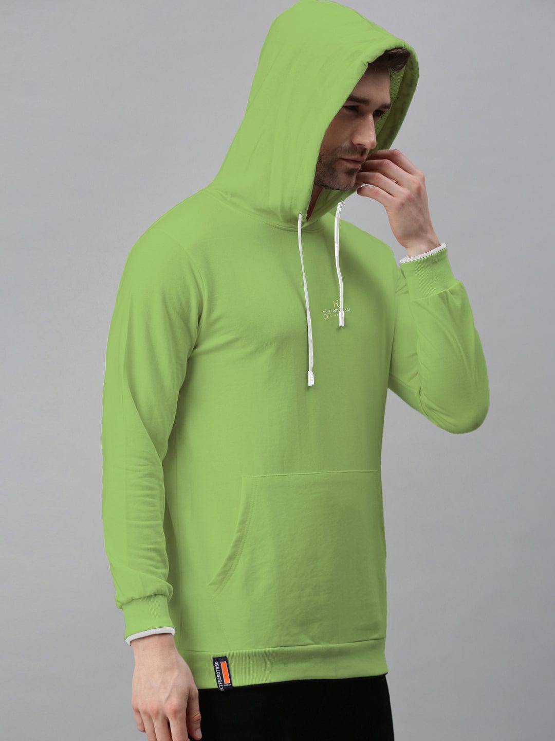 Men's Green Typography Hoodie with Kangaroo Pocket