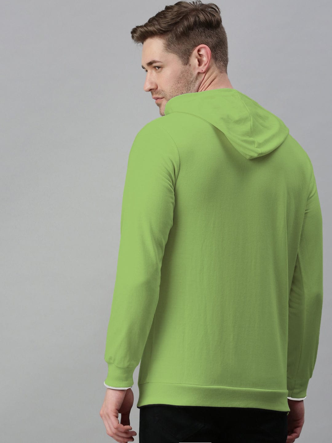 Men's Green Typography Hoodie with Kangaroo Pocket