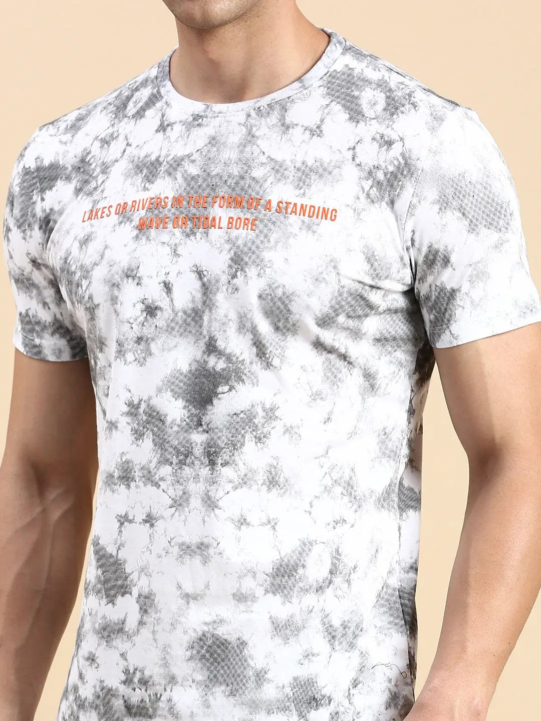 Men's Round Neck Dyed White Co-Ords Set