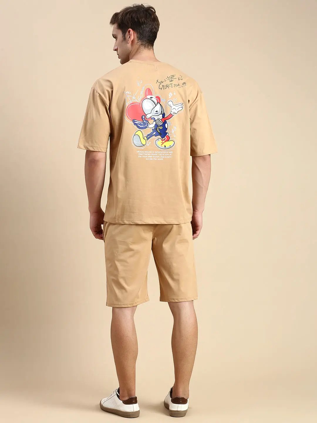 Men's Round Neck Printed Khaki Co-Ords Set