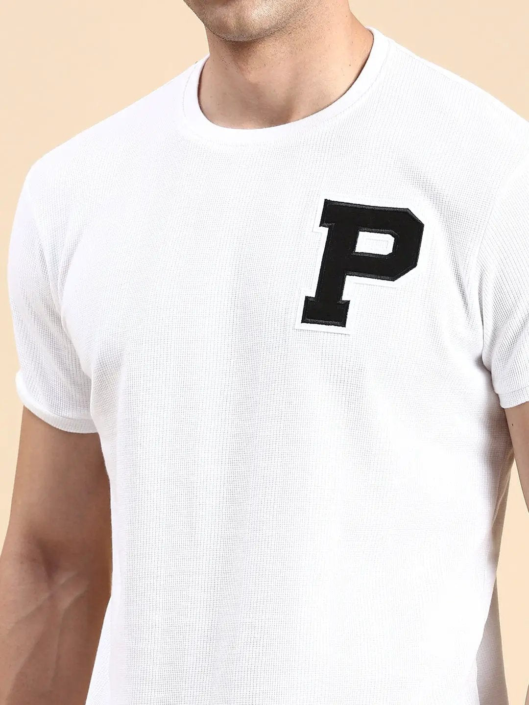 Men's Round Neck Solid White Co-Ords Set