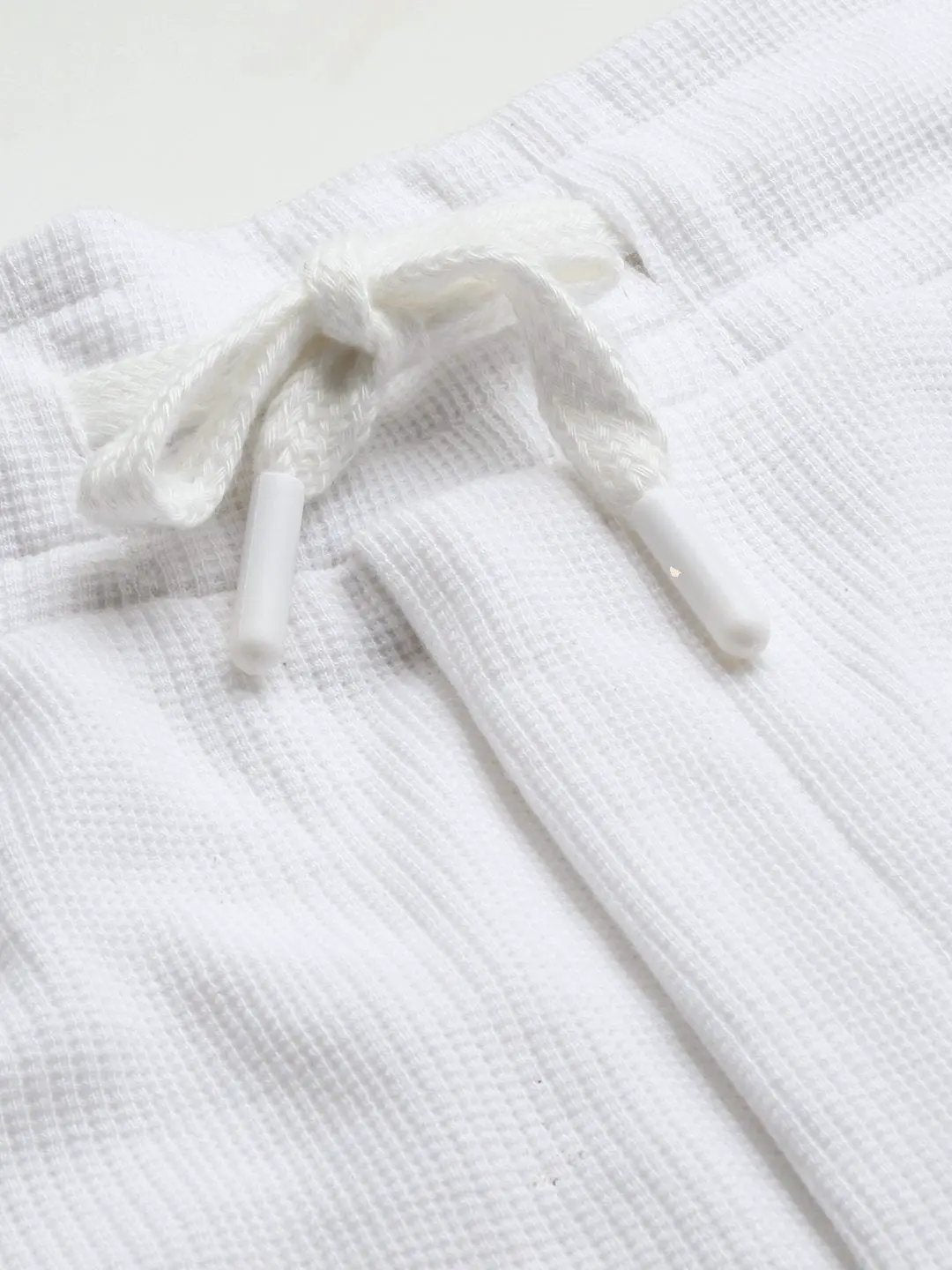 Men's Round Neck Solid White Co-Ords Set