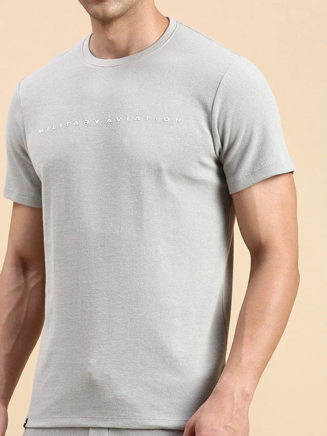 Men's Round Neck Solid Grey Co-Ords Set