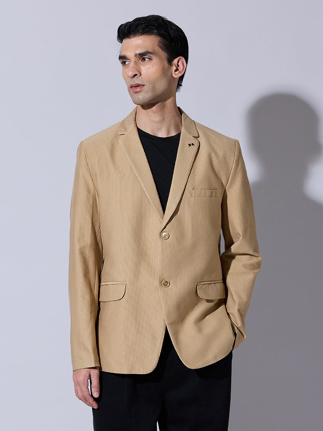 Men's Corduroy Beige Single Breasted  Blazer