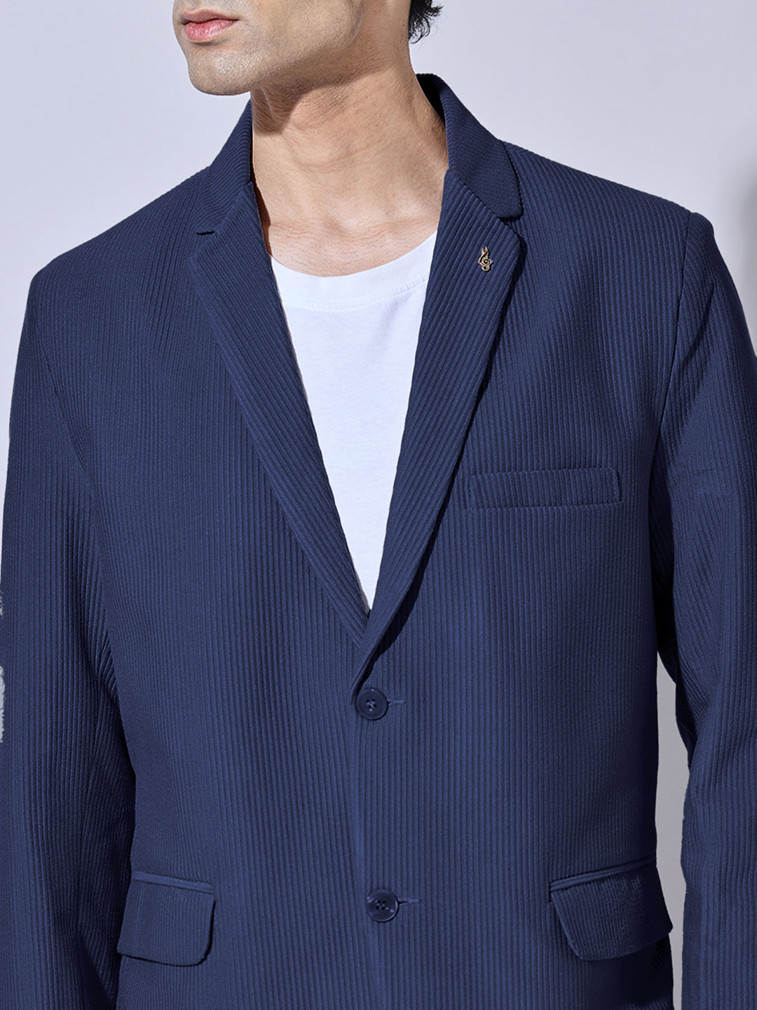Men's Corduroy Blue Single Breasted  Blazer