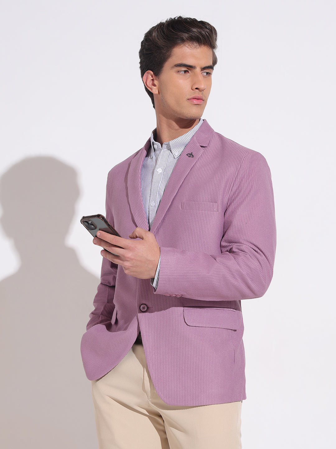 Men's Corduroy Lavender Single Breasted  Blazer