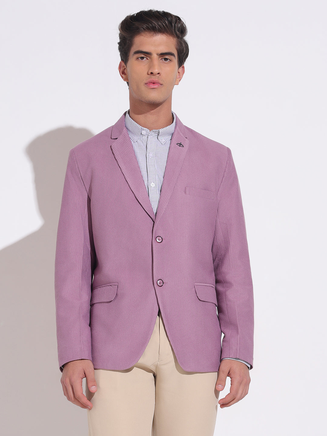 Men's Corduroy Lavender Single Breasted  Blazer