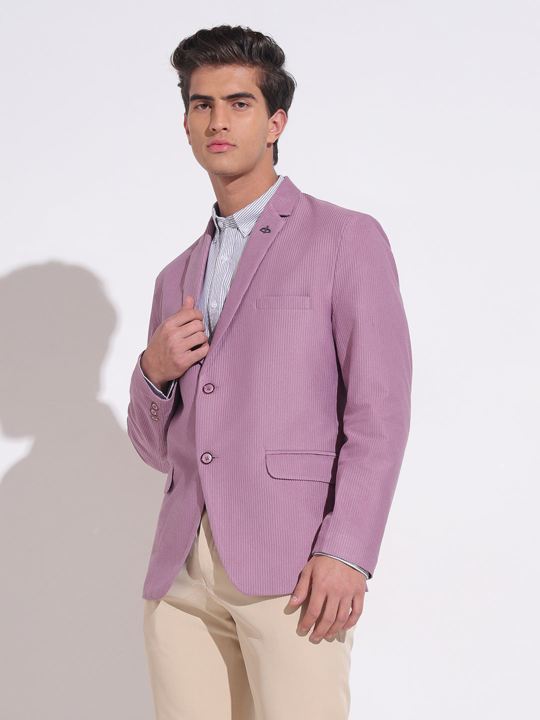 Men's Corduroy Lavender Single Breasted  Blazer