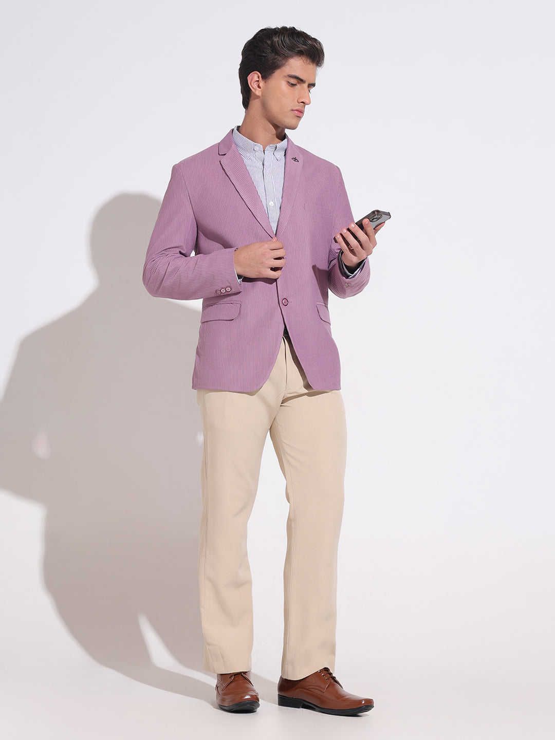 Men's Corduroy Lavender Single Breasted  Blazer