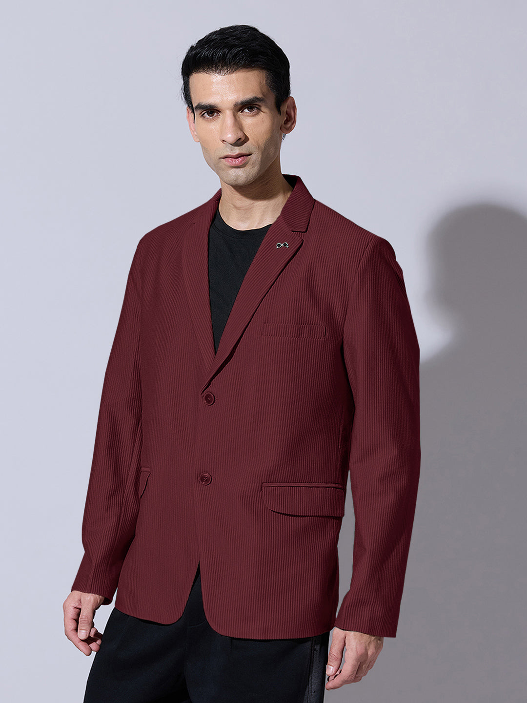 Men's Corduroy Maroon Single Breasted  Blazer