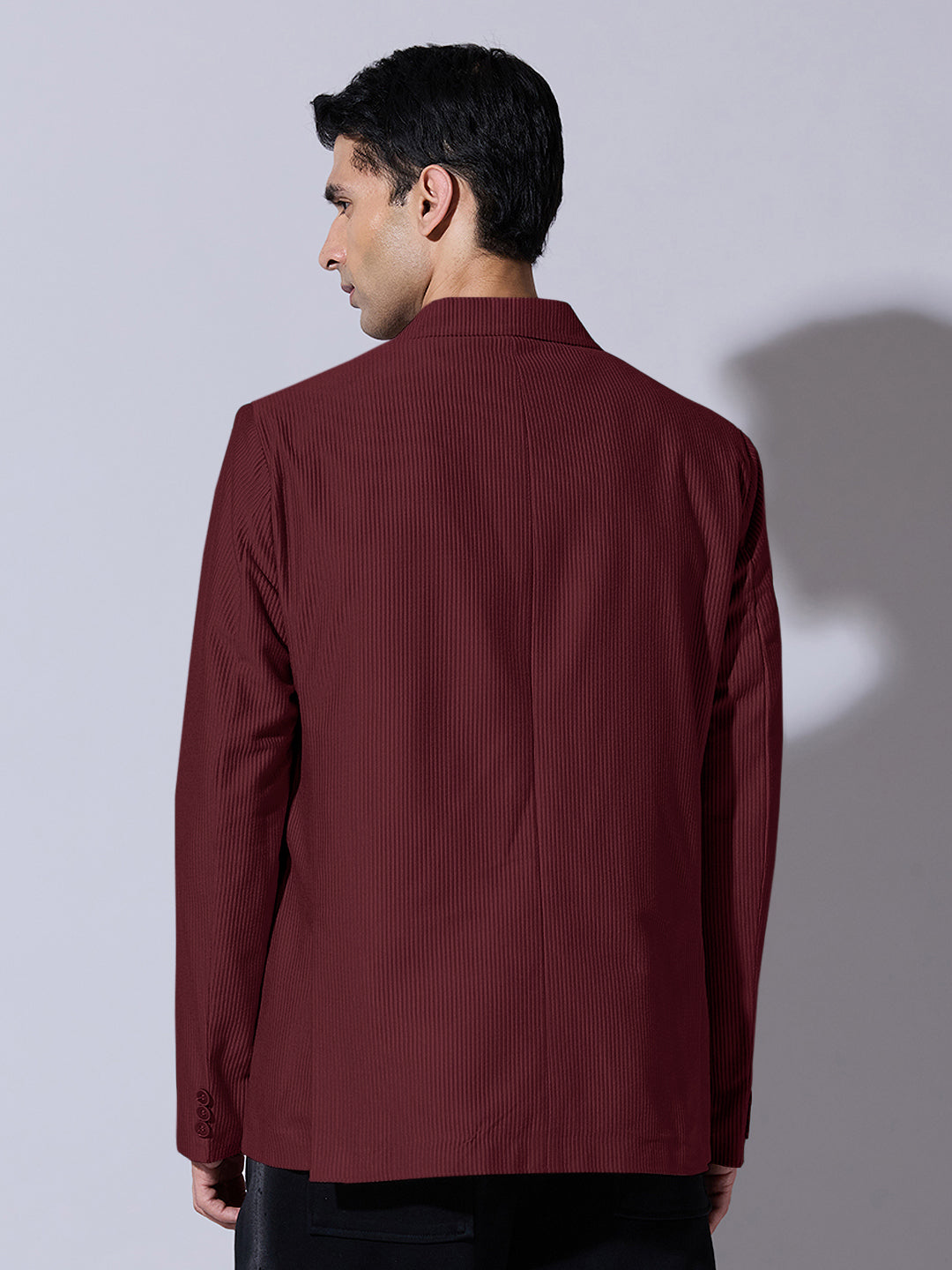 Men's Corduroy Maroon Single Breasted  Blazer